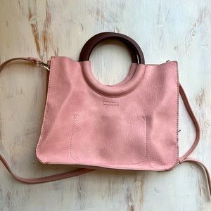 Faux leather pink crossbody women’s handbag
